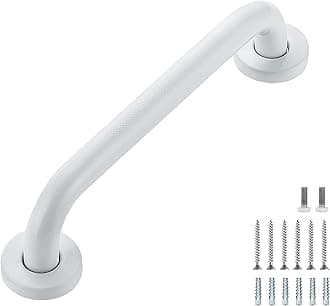 Grab Bars for Shower, 1 Pack 12-Inch Anti Slip Shower Handles for Elderly, Safety Shower Grab Bar, Stainless Steel Handicap Grab Bars for Bathroom (White 1" Diameter)