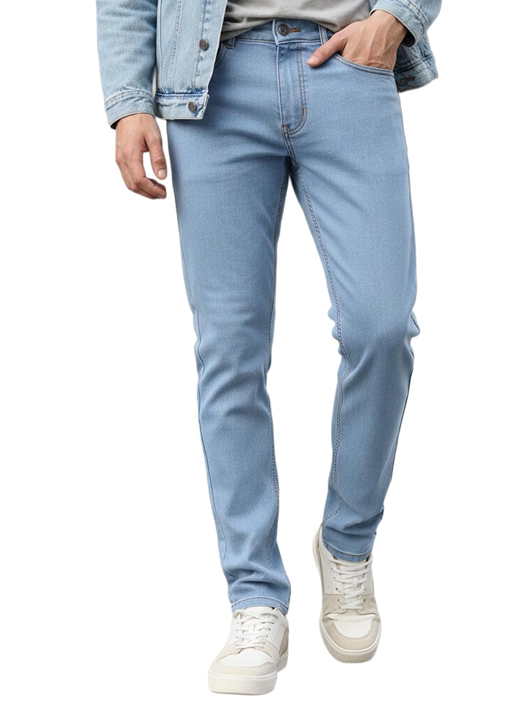 Men's Slim Fit Mid Rise Washed Jeans Stretchable