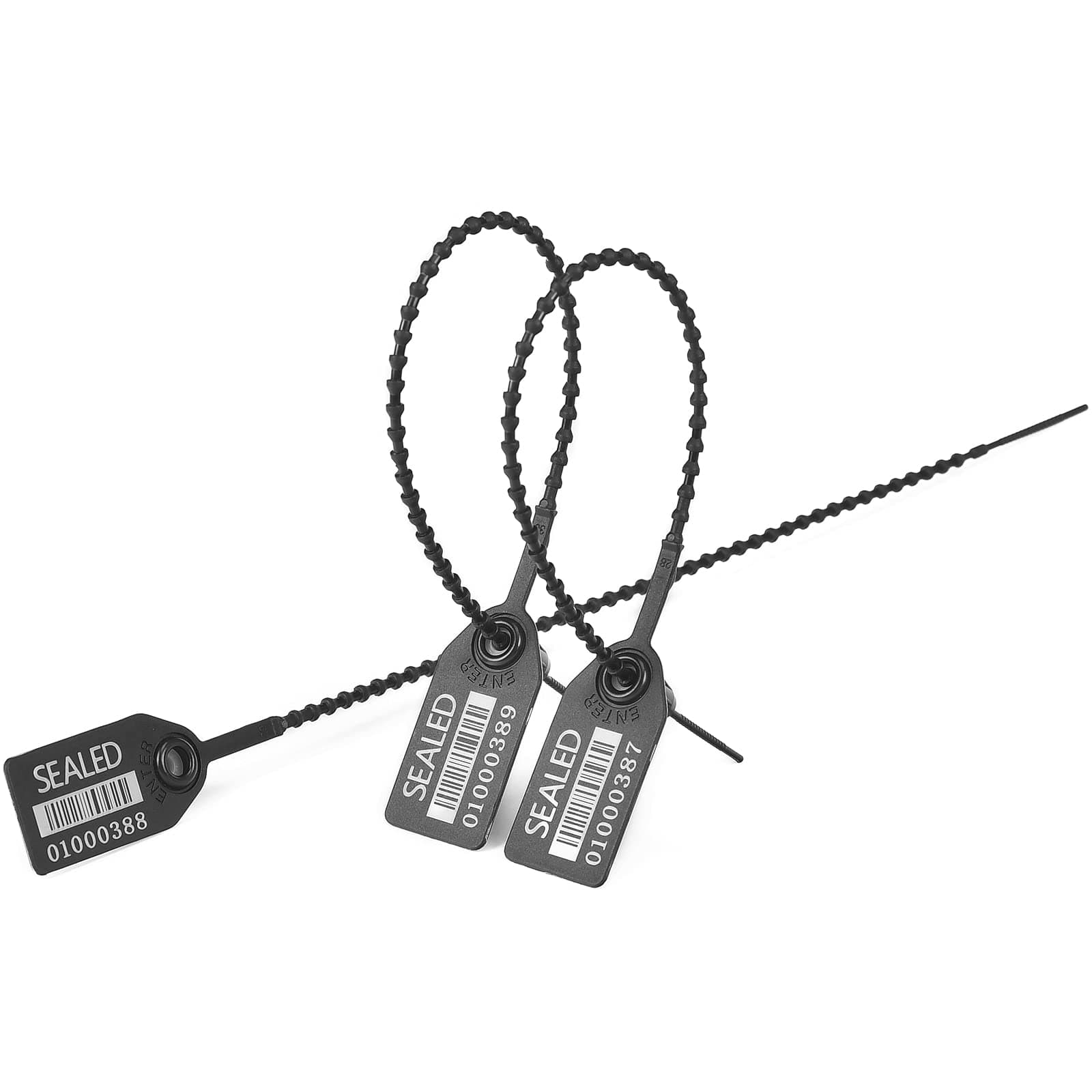 500 Black Plastic Barcode Seals, Numberd Plastic Tamper Seals Security Tags, Pull-Tite Safety Zip Ties, Tamper Proof Tags Plasic Locks for Fire Extinguishers