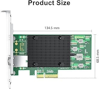 10Gtek 10Gb PCI-E NIC Network Card, Single Copper RJ45 Port, PCI Express Ethernet LAN Adapter Support Windows Server/Linux/ESX, X550-10G-1T-X4