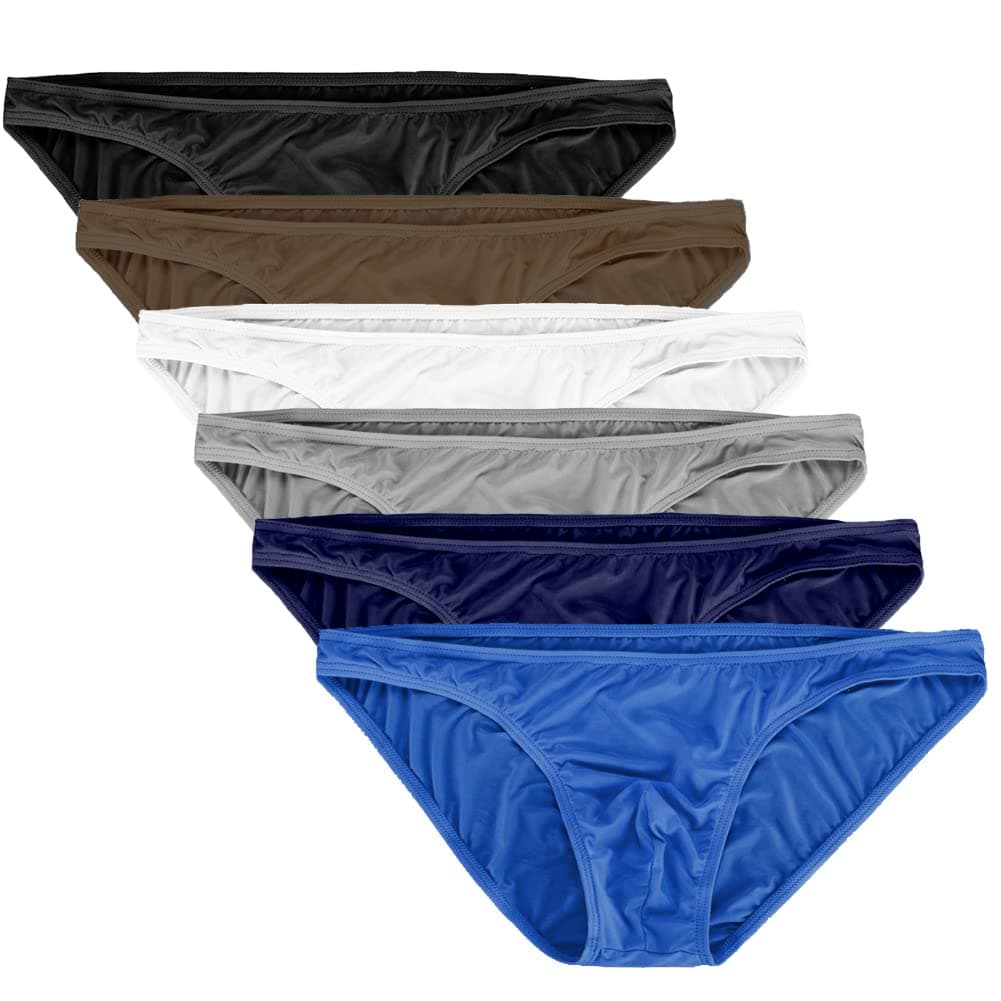 Mens Basic Bikini Briefs Pack Low Rise Ice Silk Underwear