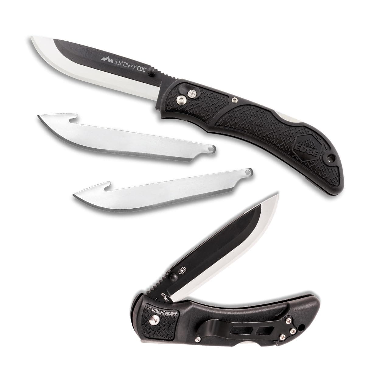 Onyx EDC 3.5" Folding Pocket Knife – Replaceable Blade System with Pocket Clip and Lockback Safety for Everyday Carry - Stay Razor Sharp in the Field or on the Job, Comes with 3 Blades