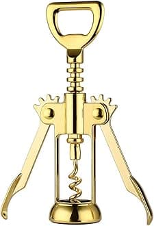 Simple Wing Corkscrew Gold Wine Opener and Beer Opener, Multifunctional Wine Corkscrew Opener