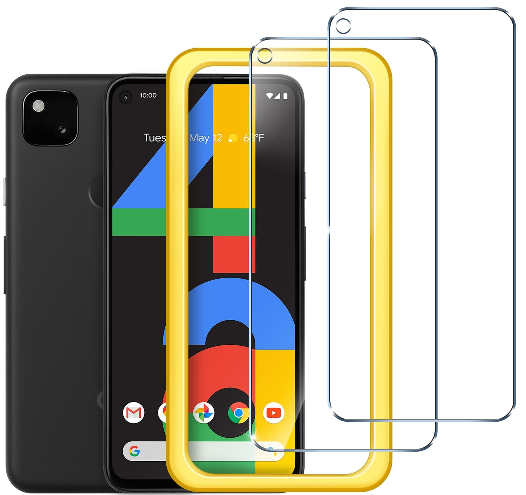 ivoler 2-Pack Screen Protector Tempered Glass for Google Pixel 4a 4G (5.8 inch)[Fingerprint Unlock Compatible] with Easy Installation Frame 9H Hardness Bubble Free for Pixel 4a 4G