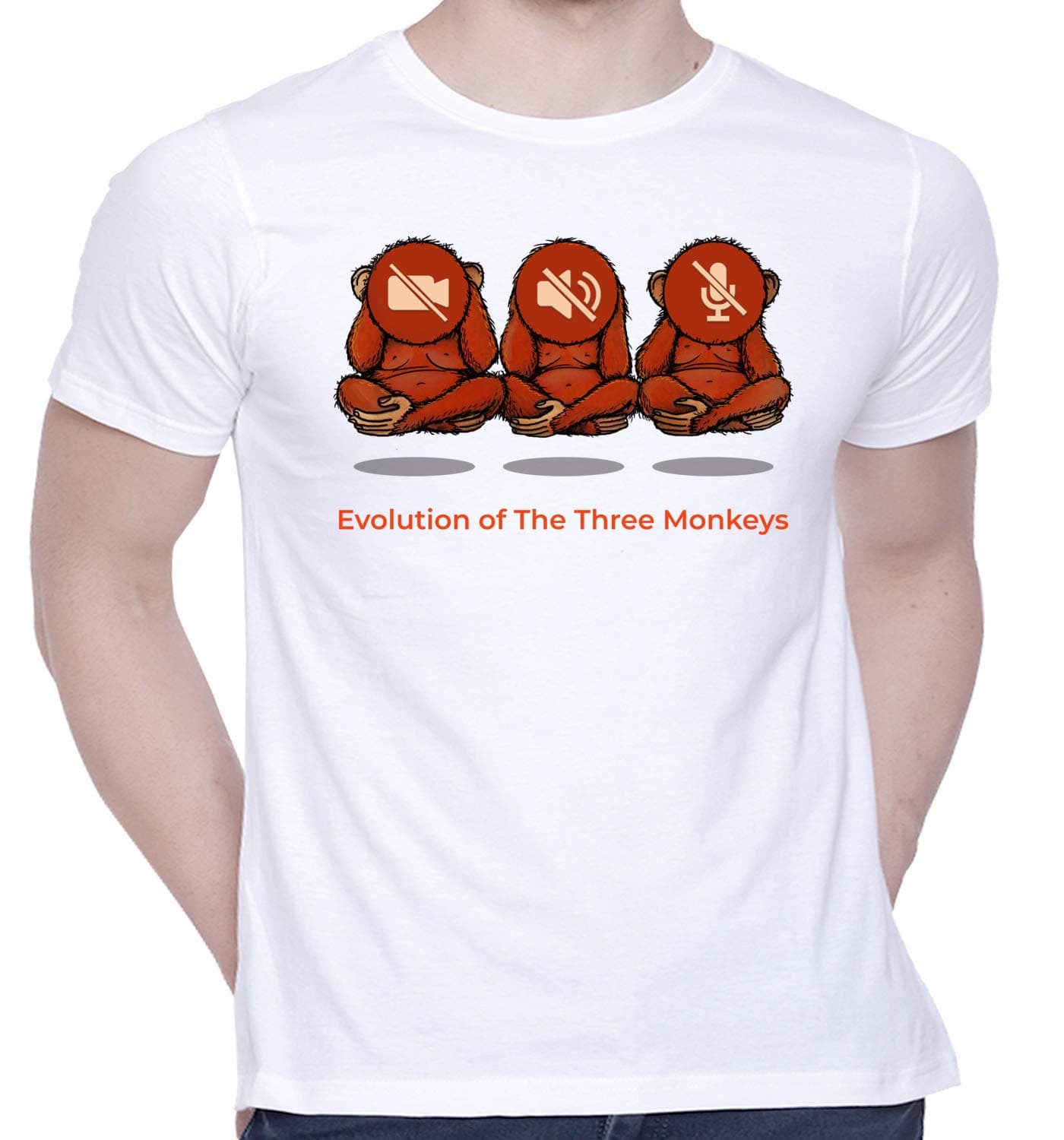 CreativiTGraphic Printed T-Shirt for Unisex Monkey Evolution Tshirt | Casual Half Sleeve Round Neck T-Shirt | 100% Cotton | D00884-73