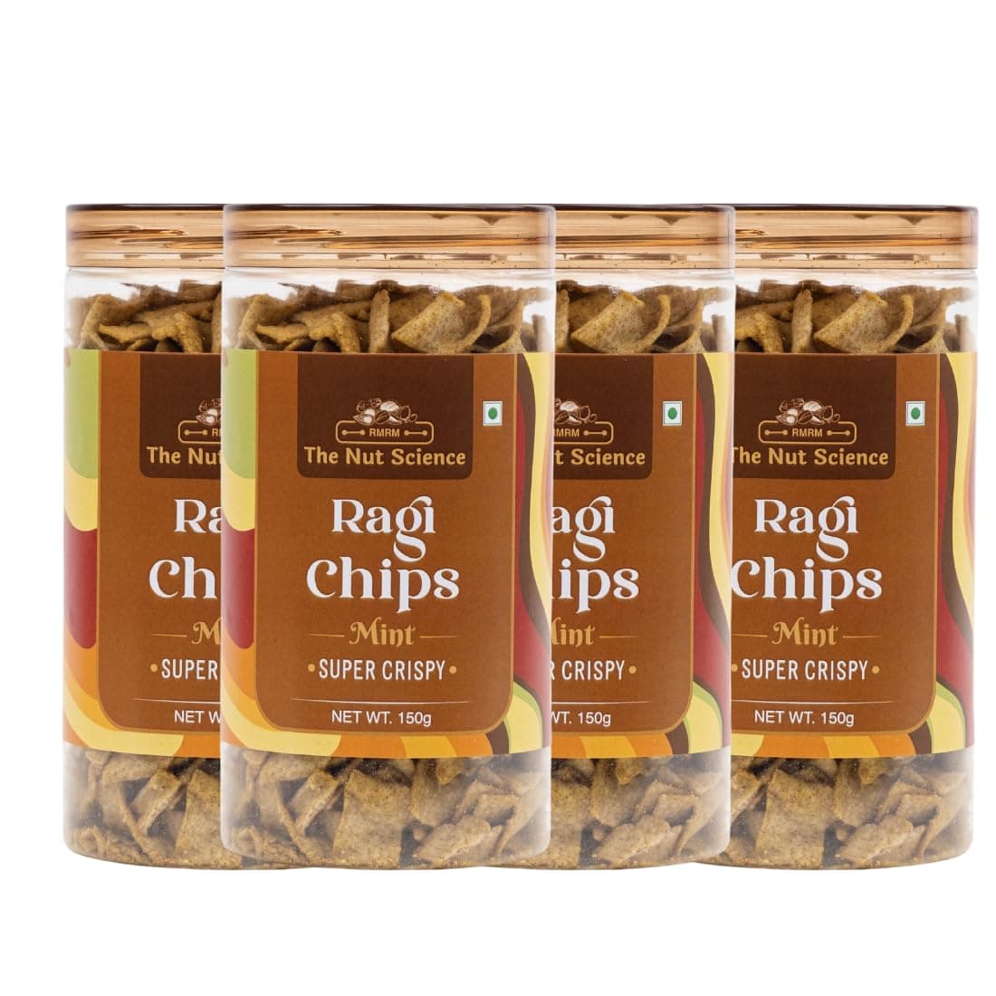 THE NUT SCIENCE Ragi Chips Mint Flavour | Ragi Flavour - 150g Each | Healthy Snack | Ideal Wholesome Snack (Pack of 4)