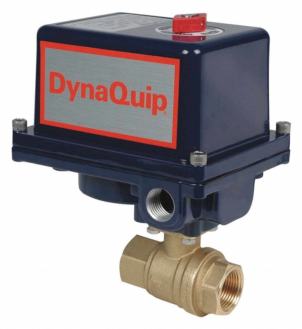 DYNAQUIP Controls Brass Electronic Actuated Ball Valve, 1/2" Pipe Size, 12-24VAC/VDC Voltage