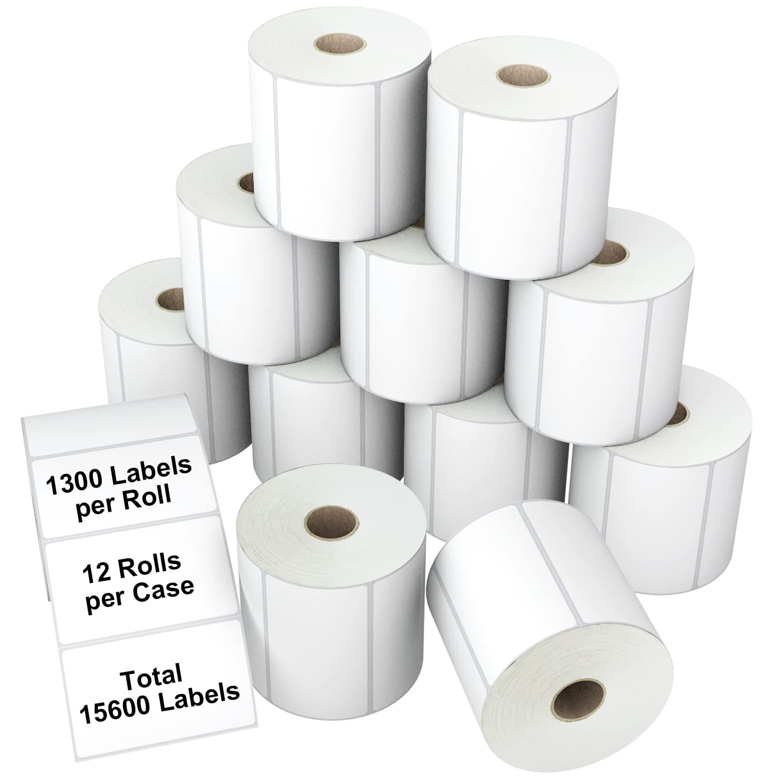 Direct Thermal Labels 2" x 1" Multipurpose Labels for Zebra Desktop and Rollo Label Printers, Shipping Address, Barcode (12 Rolls, 1300 Labels/Roll)
