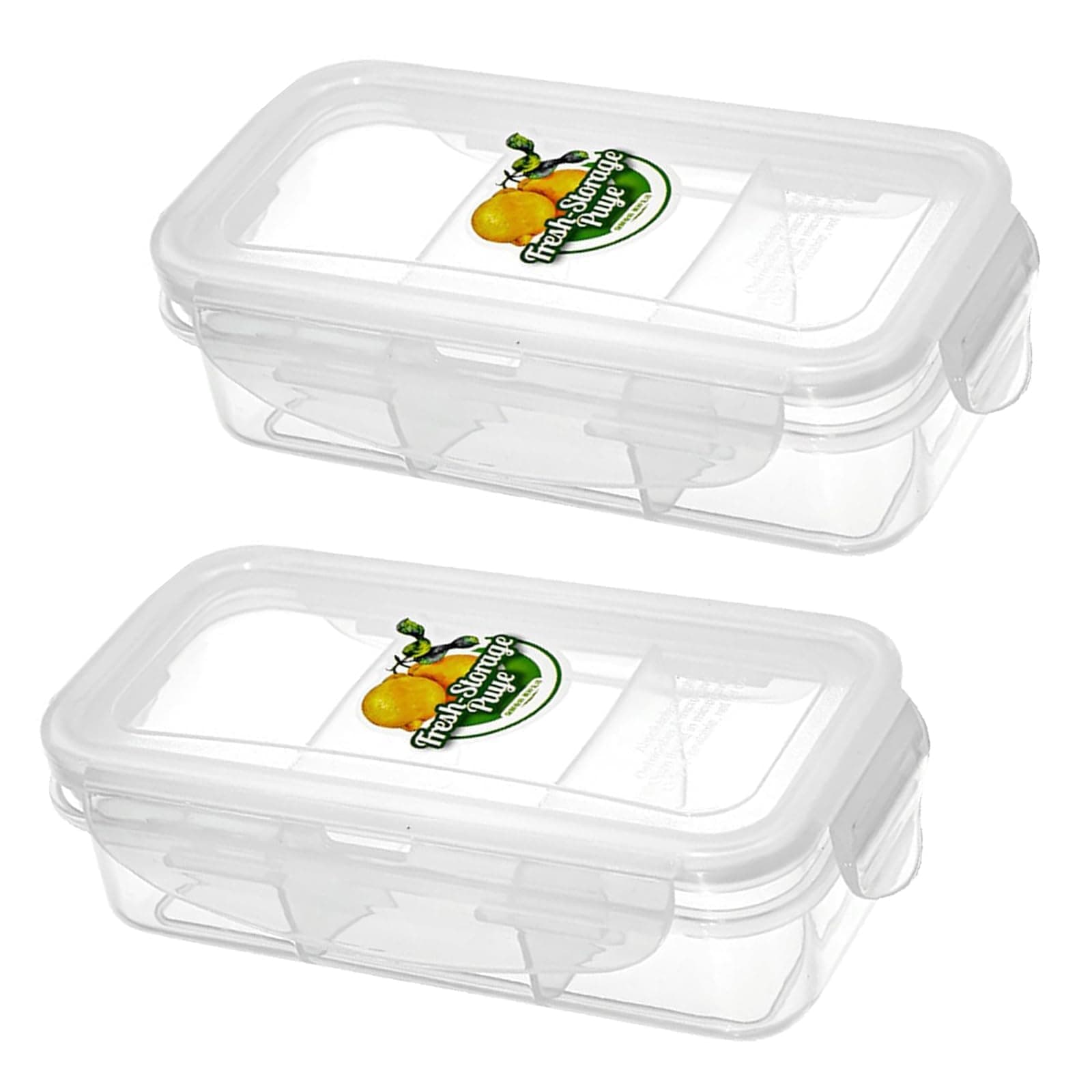 2 Pack Snack Box with 3 Compartments, 300ml Bento Lunch Box for Kids & Adults, Travel-Safe Divided Food Storage Container with Snap Lock Lids, Microwave & Dishwasher Safe, Leakproof for School, Work