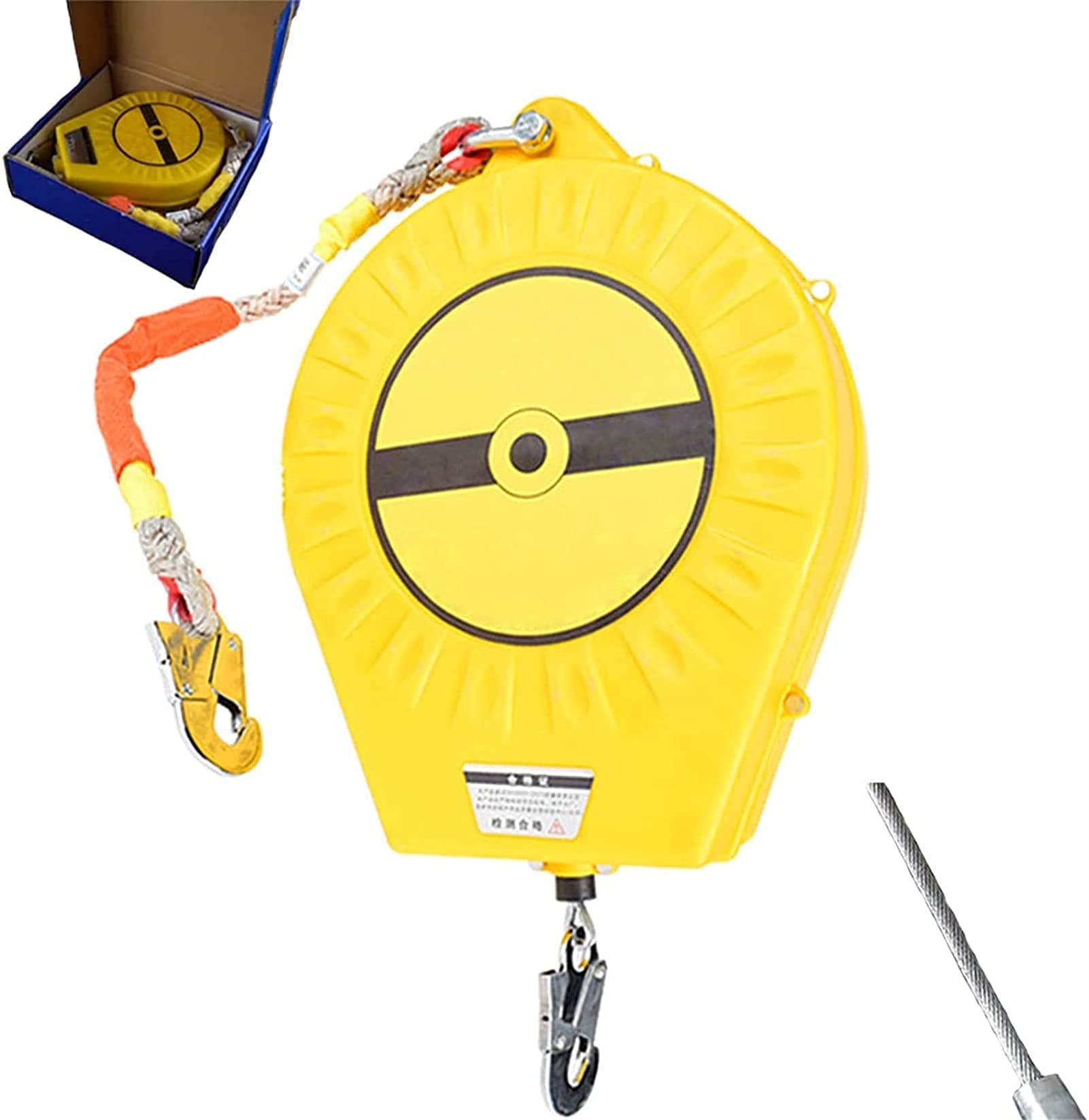 Self Retracting Lifeline Fall Protection with Steel Locking Hook, Fall Arrest Equipment, 5m/10m/20m, Strong Load Bearing 300KG, Ideal for Aerial Work, Roof Construction, Scaffolding (10m300kg)