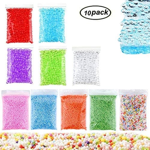 Swallowzy 10Pack DIY Slime Making Kit Including 5Pack Fishbowl Beads and 5Pack Foam Balls