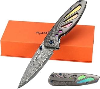 HGDK026 Practical Sharp Modern Damascus Steel Folding Pocket Knife with Liner Lock for Every Day Use,Gifts/Collections