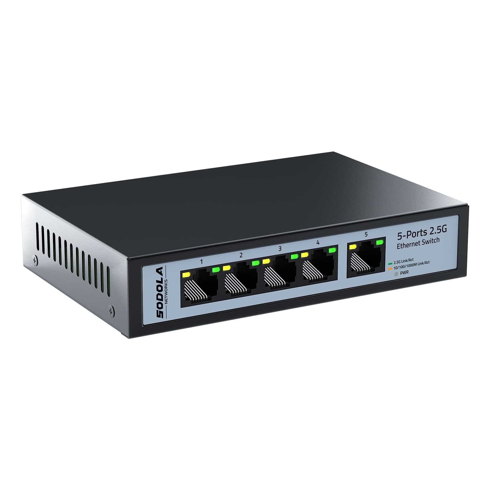 5 Port 2.5Gb Ethernet Switch|5 x 2.5GBASE-T Ports,45Gbps Switching Capacity, Plug & Play/Fanless Metal Design 2.5G Ethernet Unmanaged Network Switch