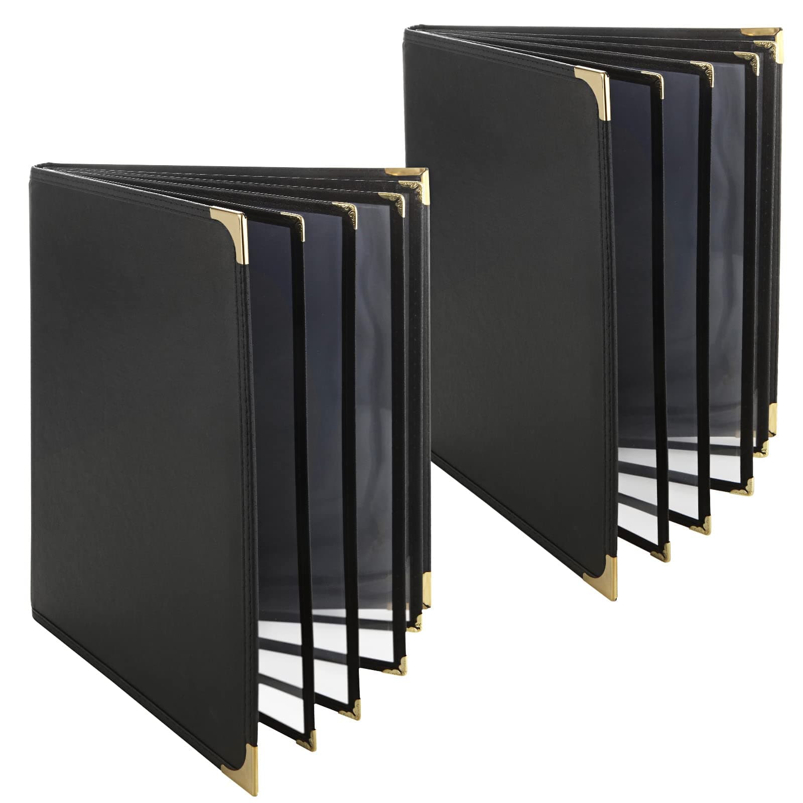 2PCS 8.5 x 11 Inch Menu Covers, Restaurant Menu Holder 4 Page 8 View, Transparent Faux Leather Menu Sleeves for Restaurant Bar Cafe