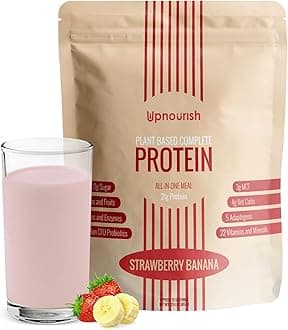 Strawberry Banana Vegan Protein Powder 54 Superfoods Powder,1.5 Billion CFU Probiotics 21g Plant Based Protein,No Sugar No Dairy No GMO Dairy Free,Meal Replacement Shake Keto-Friendly