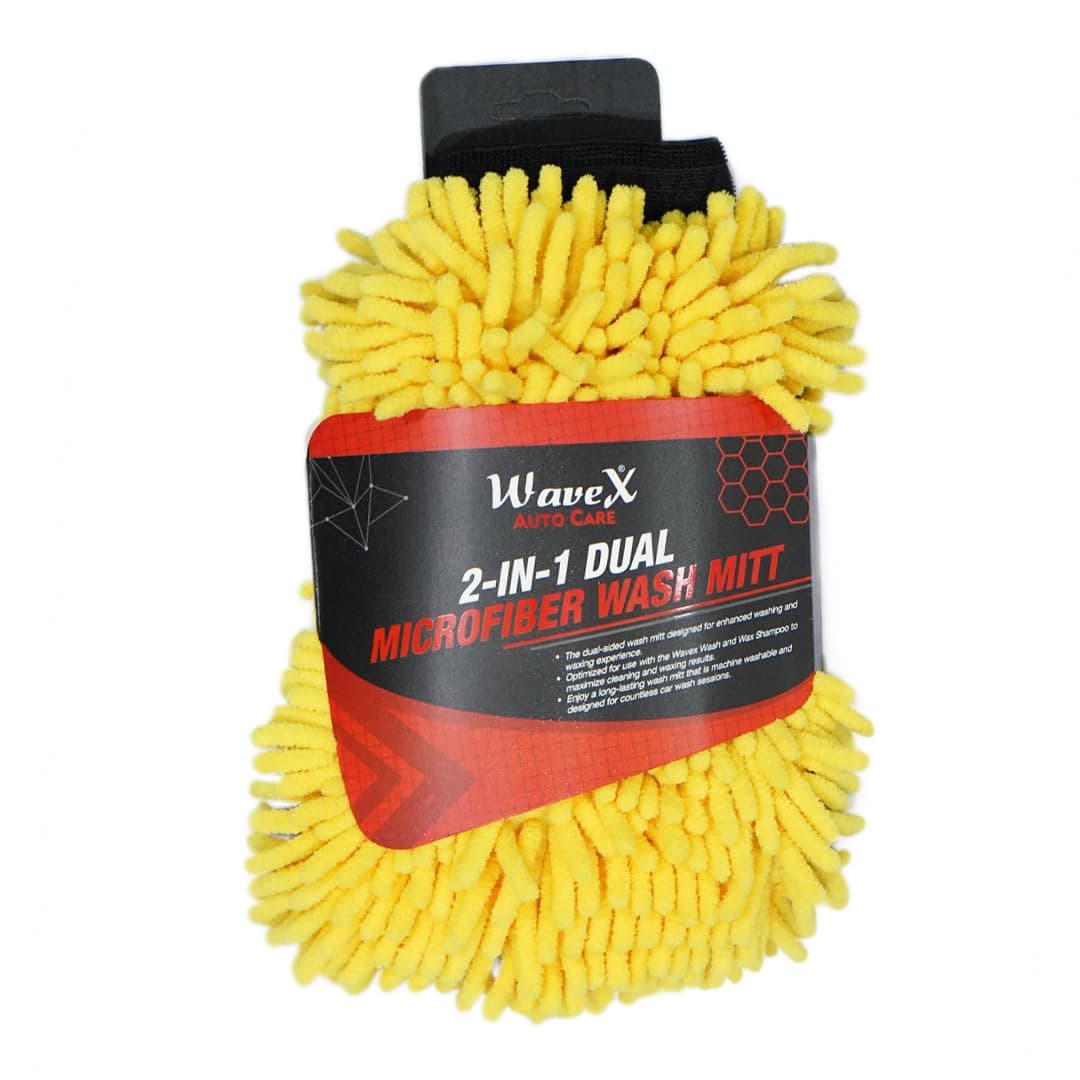 Microfiber 2-in-1 Car Wash Mitt - Dual-Sided for Car Wash & Car Wax - Gentle & Effective Cleaning - Reusable & Machine Washable - Car wash Gloves