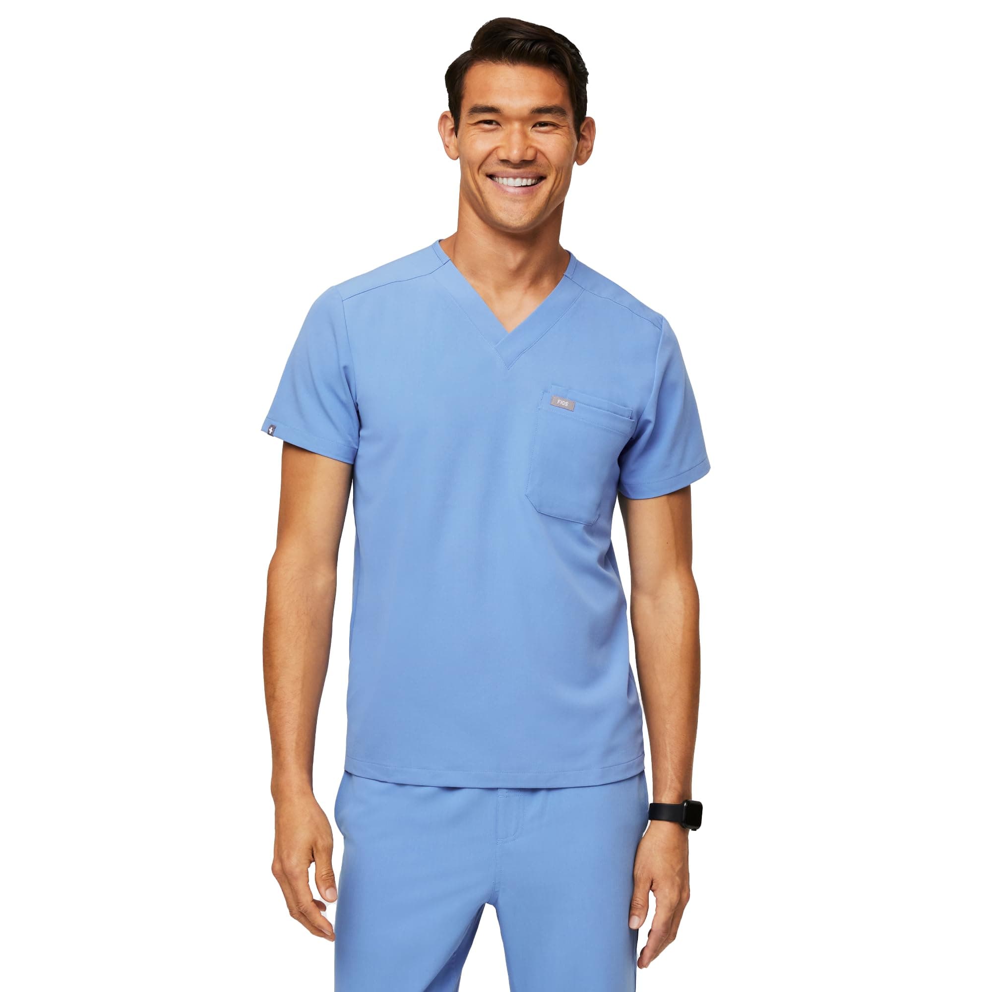 FIGS Leon Scrub Top for Men – 3 Pockets, Tailored Fit, Modern V-Neck, 4-Way Stretch, Moisture-Wicking