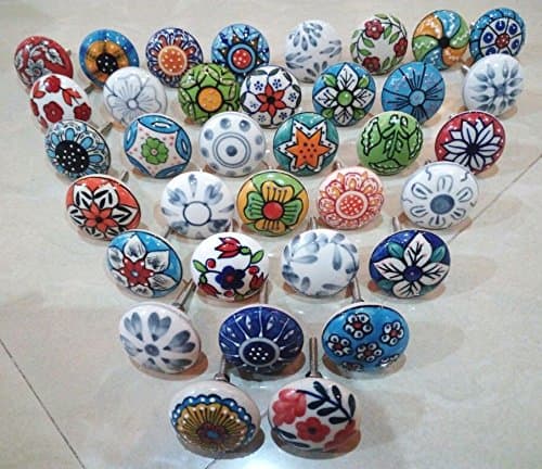 JGARTS30 x Mix Vintage Look Flower Ceramic Knobs Door Handle Cabinet Drawer Cupboard Pull
