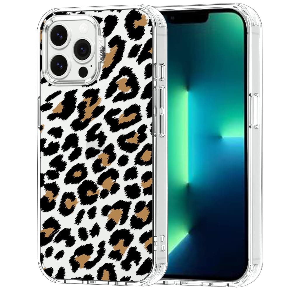 MOSNOVO Case for iPhone 13 Pro Max, [Buffertech 6.6ft Military-Grade Drop Protection] [Anti Peel Off Tech] Clear TPU Bumper Phone Case Cover Design - Leopard Print