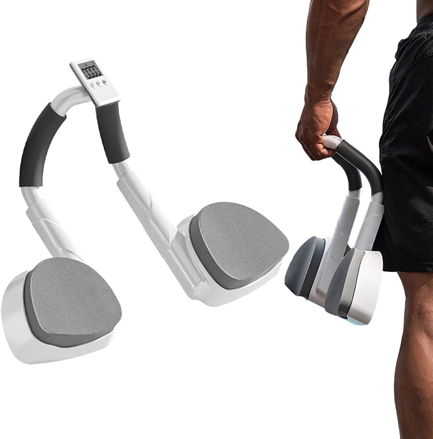 Plank Support Equipment | ABS Push-up Flat Trainer with Handle and Base,Abdominal Core Exerciser, Push Up Exercise Equipment for Auxiliary Fitness, Exercise, Workout, Unisex A/r (Grey)