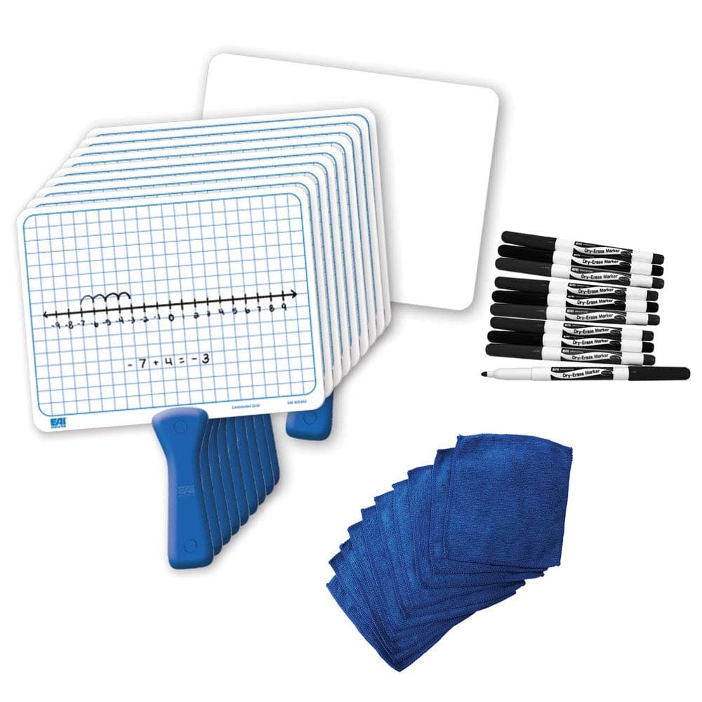 EAI Education Centimeter Dry-Erase Paddle Class Kit: 9"x7", Double-Sided w/CleanWipes, Set of 5