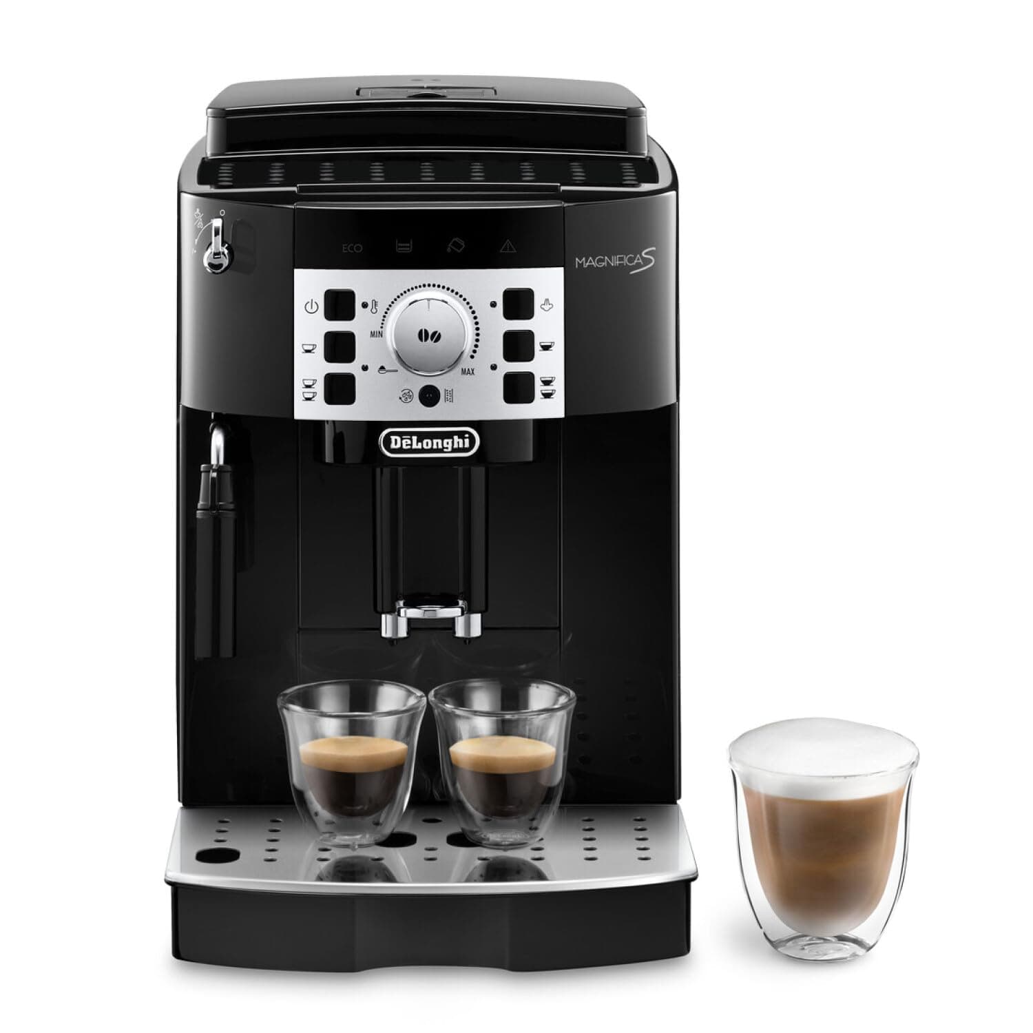 MAGNIFICA S SMART Bean To Cup Fully Automatic Coffee Machine With Milk Frother, Built In Grinder, Americano, Cappuccino, Latte, Macchiato & Espresso Maker ECAM22.110.B Black