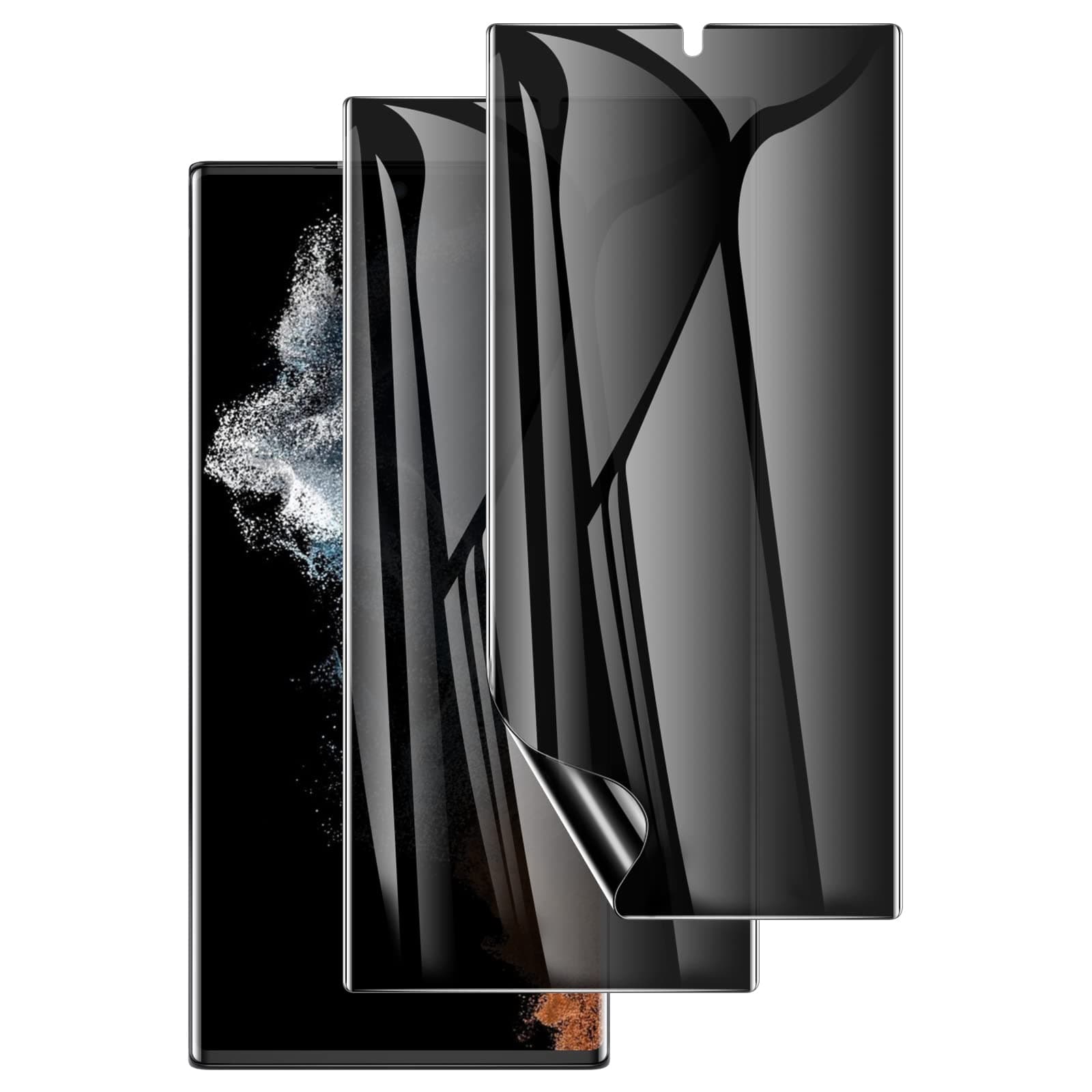 LYWHL [2 Pack] Samsung Galaxy S22 Ultra Screen Protector, Privacy Anti-Spy Full Adhesive Flexible Film for Galaxy S22 Ultra 5G 6.8 Inch Support Fingerprint Reader Easy Installation Black