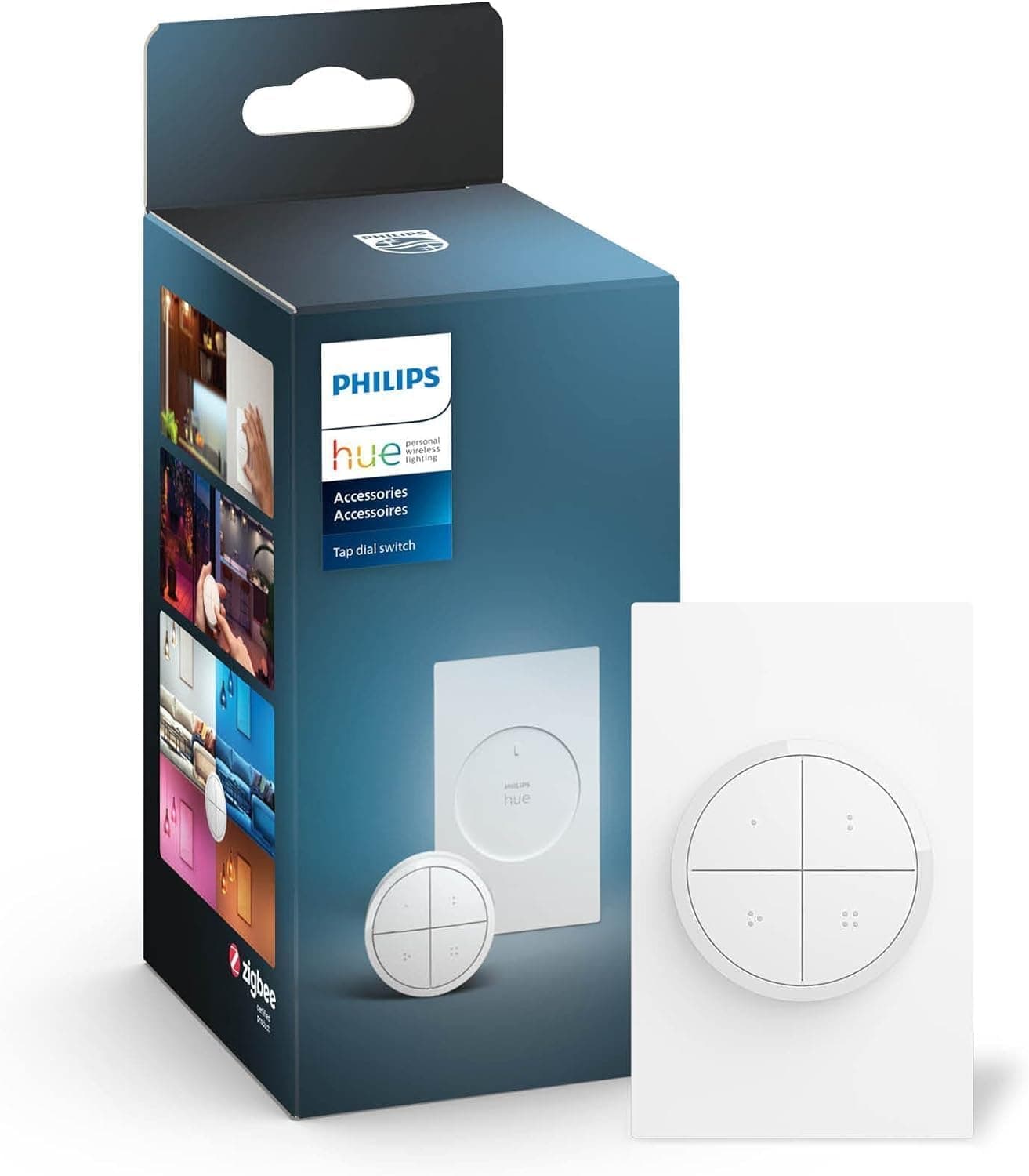 Philips Hue Wall Tap Dial Light Switch, Portable, White - 1 Pack - Requires Lights and Bridge - Smart Home - Easy, No-Wire Installation