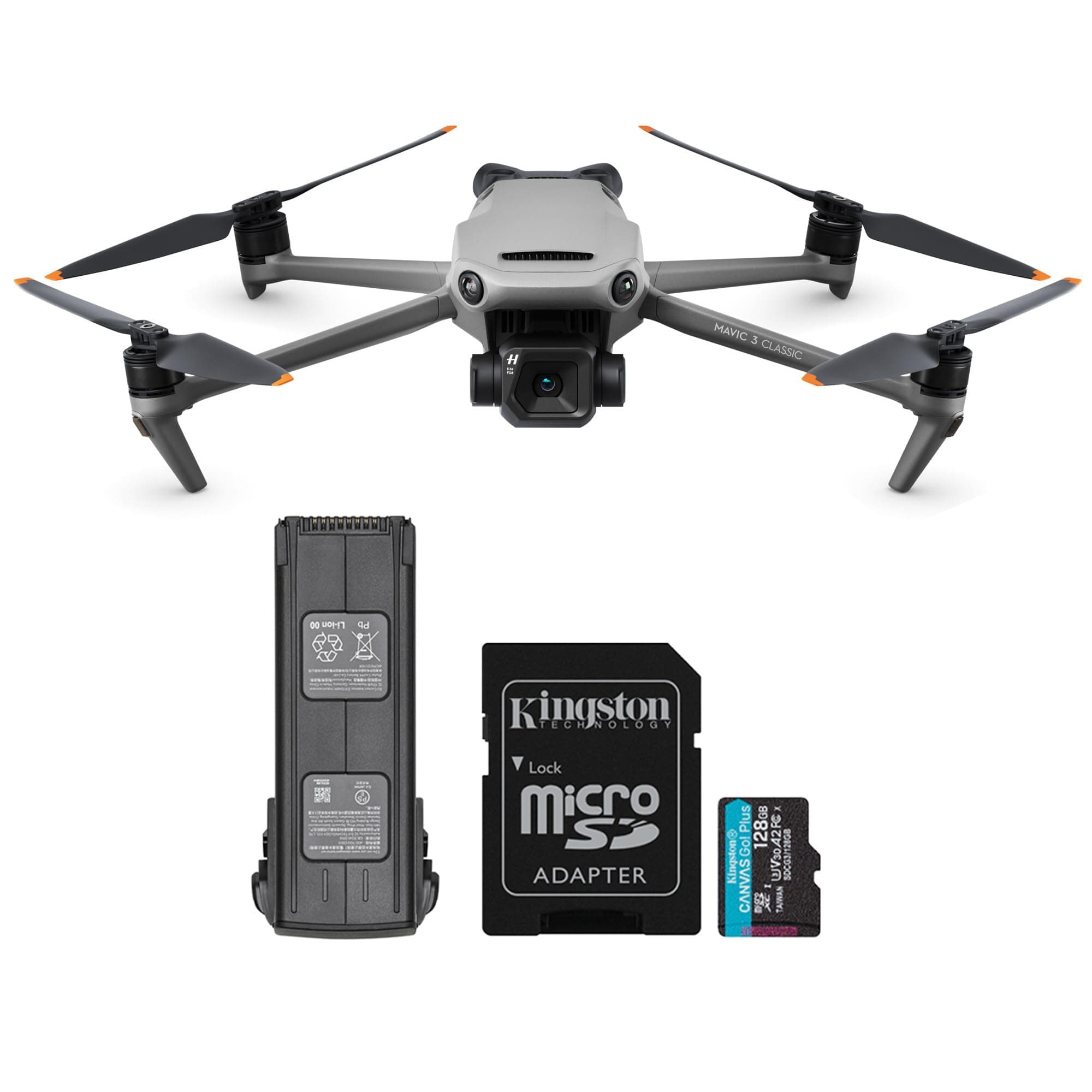 DJI Mavic 3 Classic Camera Drone (No Remote) with 128GB A2 MicroSD Memory Card Bundle