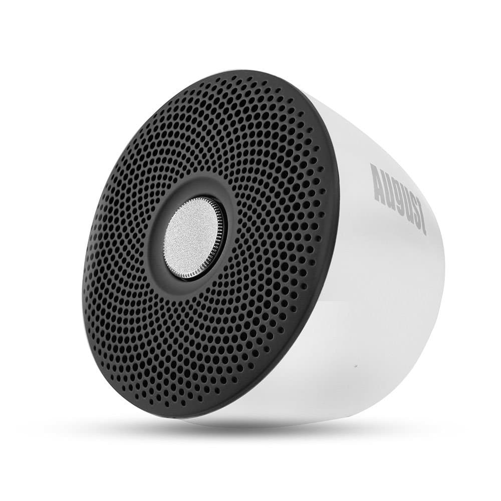 AugustPortable Wireless Speaker MS435 - Bluetooth 4.2 Speaker with Built-in Microphone, 8 Hours Playtime, IPX5 Waterproof (Black White)