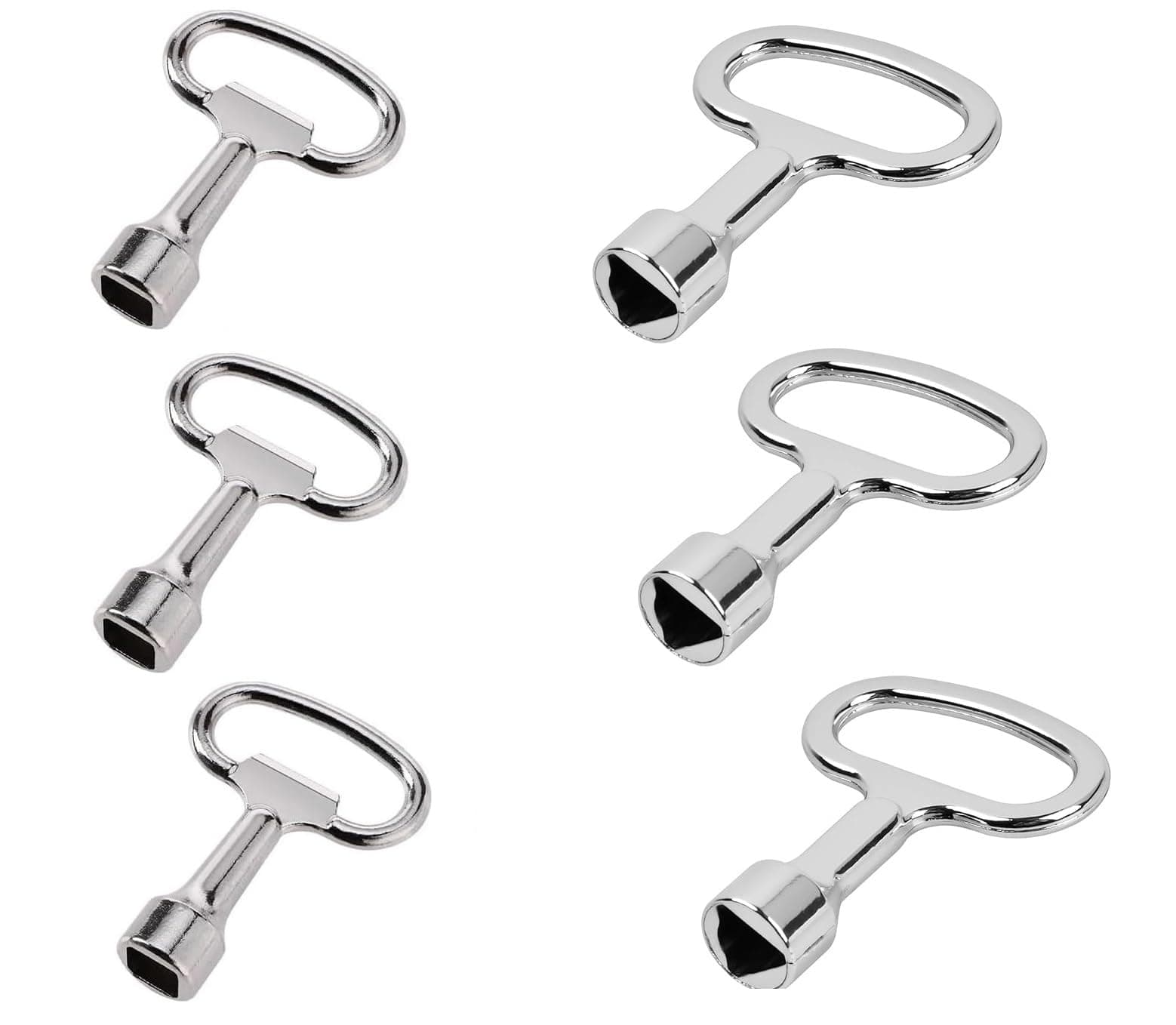 NIEEKRUN6 piece universal key set: 3 x square keys, 3 x triangular keys, metal keys for radiators, wheelie bins, elevators, electric boxes, gas and water meters