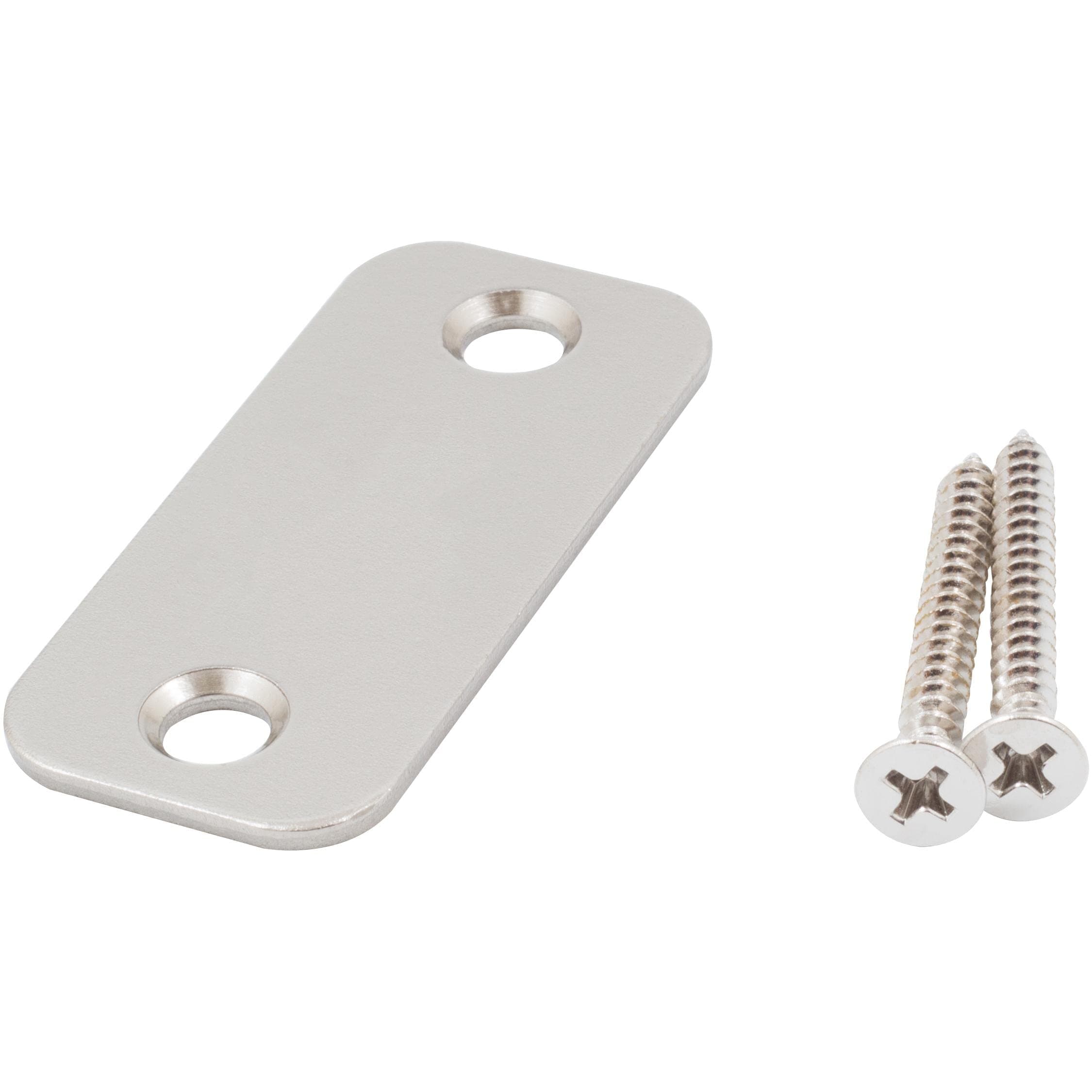 Stone Harbor Hardware Round Corner Blank Strike Plate, 1" x 2-1/4", Satin Nickel