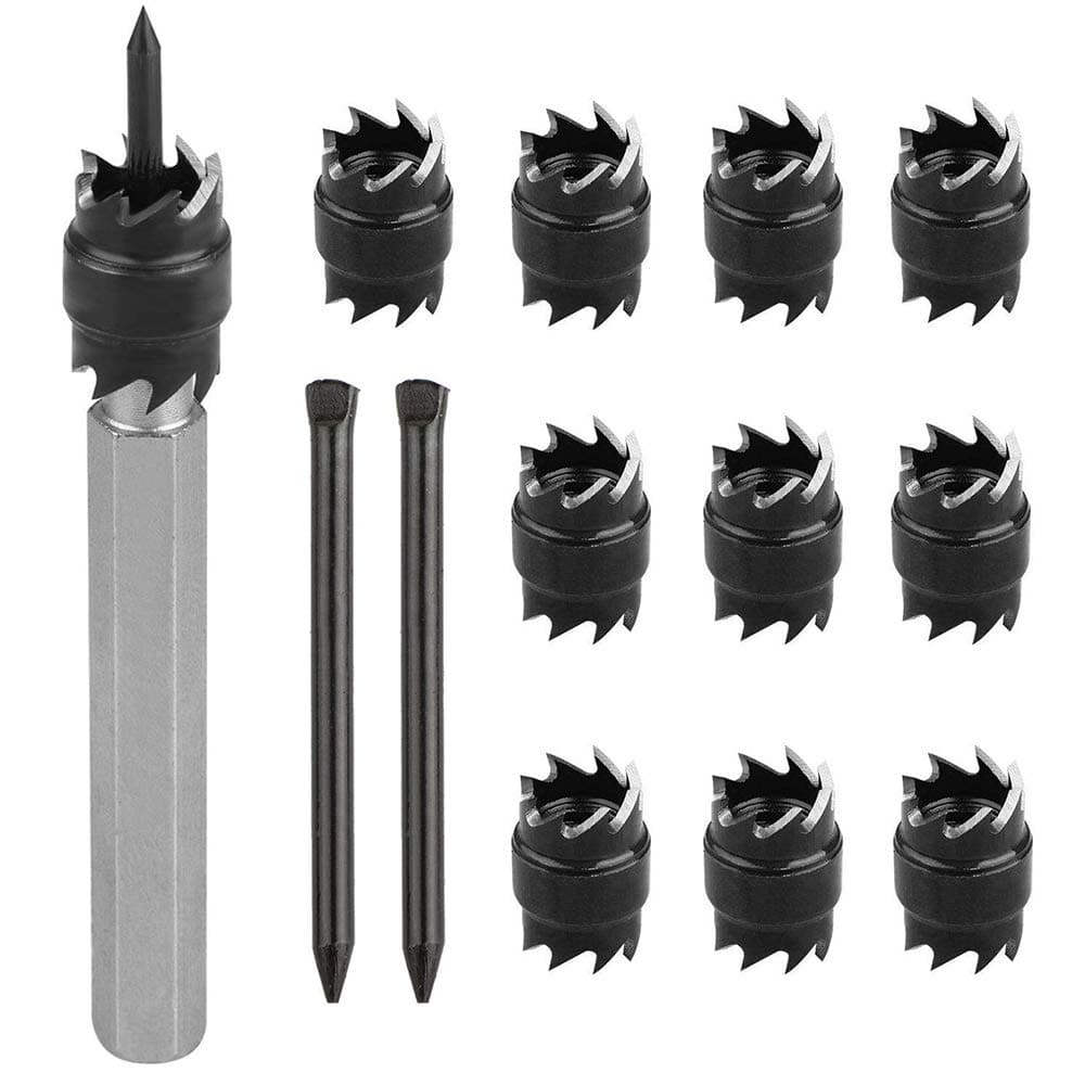 Opaltool Spot Weld Cutter Set, 13 Pcs 3/8" Double Sided Rotary Spot Weld Cutter Remover Drill Bits Tool and 2 Replacement Blades Metal Hole Cutter Remover for Power Drill Spot Welding