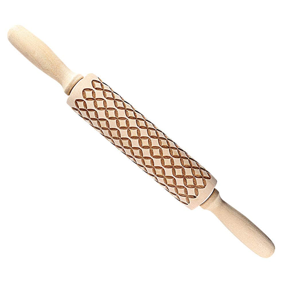 Rolling Pin Engraved Carved Wood Embossed Rolling Pins Embossed Copper Coins Roller Cookies Pins for Pastry Dough Pastry Clay Crafts (14.2 inch)