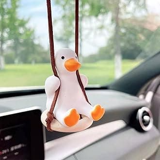 Swing Duck Car Accesories Hanging Ornament, Super Cute Swing Ducks Rear View Mirror Hanging Accessories for Women, Auto Decoration Rearview Mirror Pendant Flying Duck Car Interior Set Decor