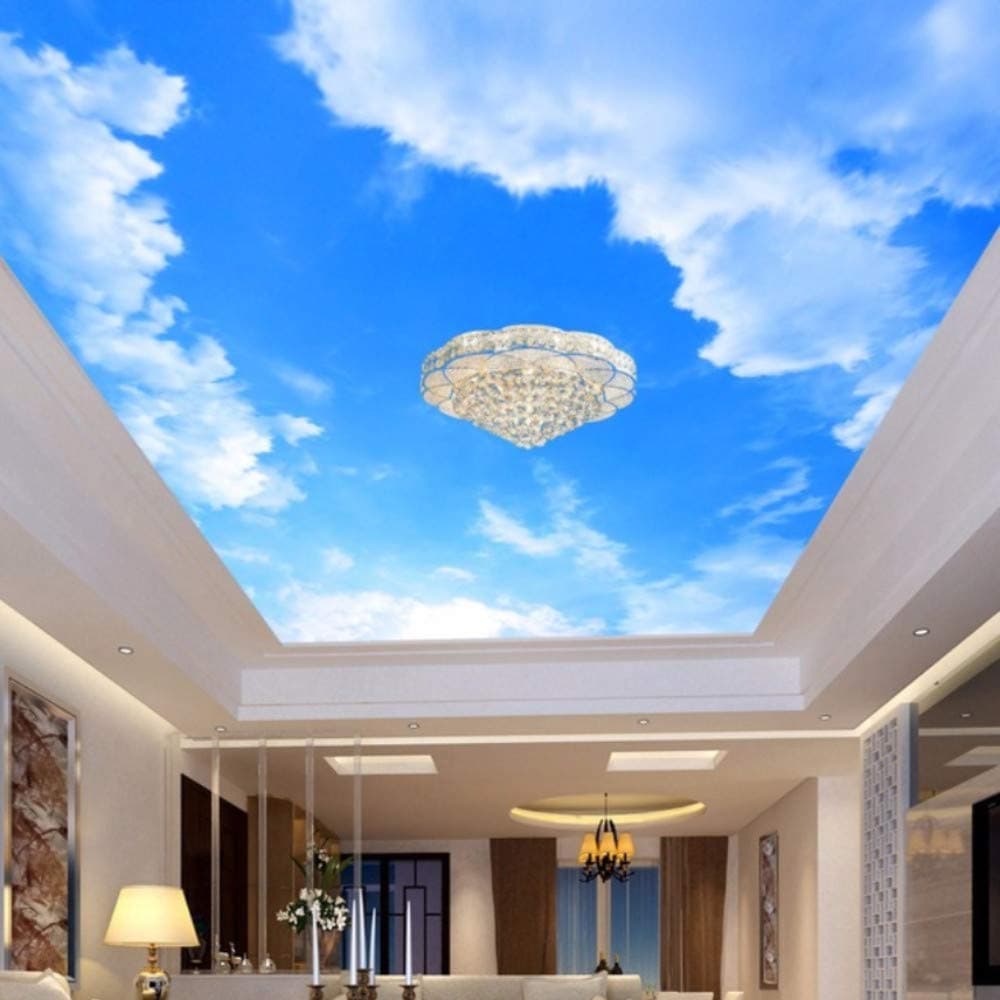 Custom 3D Photo Wallpaper Blue Sky and White Clouds Ceiling Mural Living Room Bedroom Ceiling Background Decoration Painting-120X100Cm