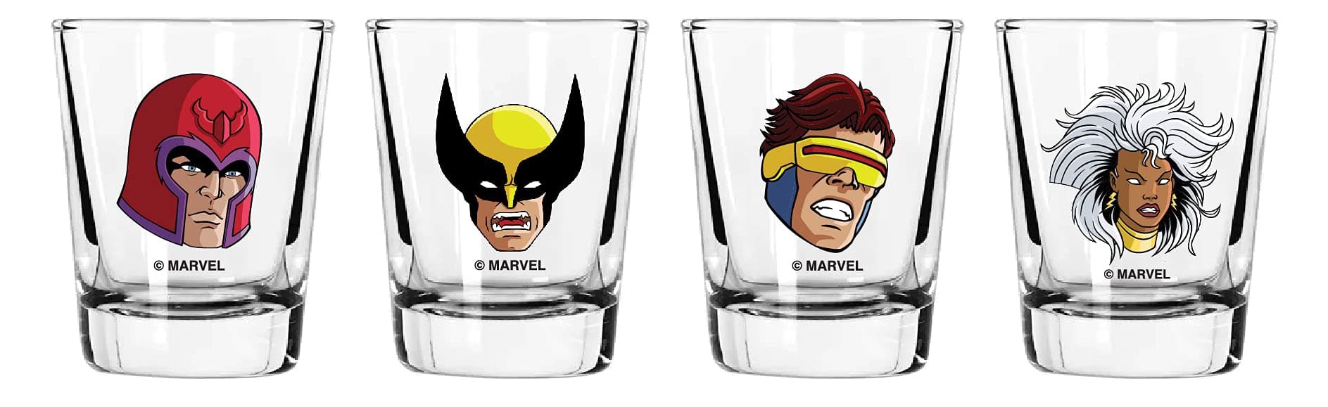 MarvelMarvel Glass Set - X-Men 90's - 2 oz. Glass Capacity - Set of 4 Glasses - Classic Shape