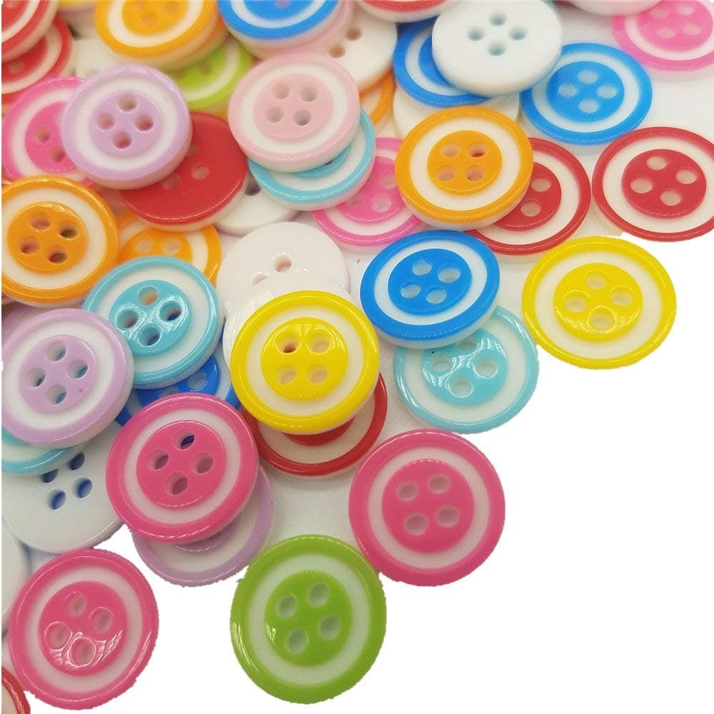 200 Pieces Assorted Buttons Size 1/2 Inch for Arts & Crafts Decoration Collections Sewing Different Color for Crafts Resin Four Holes Buttons Craft Buttons Favorite Findings Basic Buttons