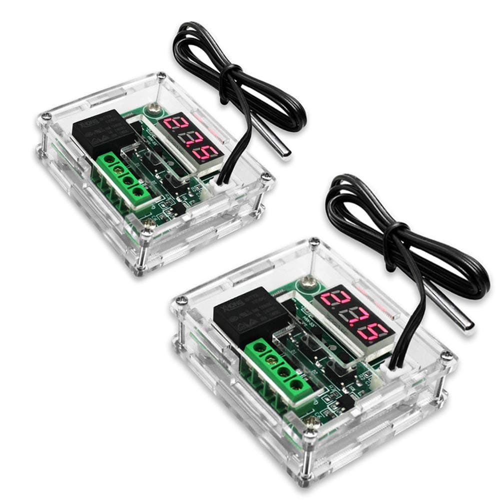 KeeYees 2 Pcs Temperature Controller Module with Case - XH-W1209 Red Digital Display Thermostat Cooling/Heating Module DC 12V with 30cm Waterproof -50~110℃ NTC Probe