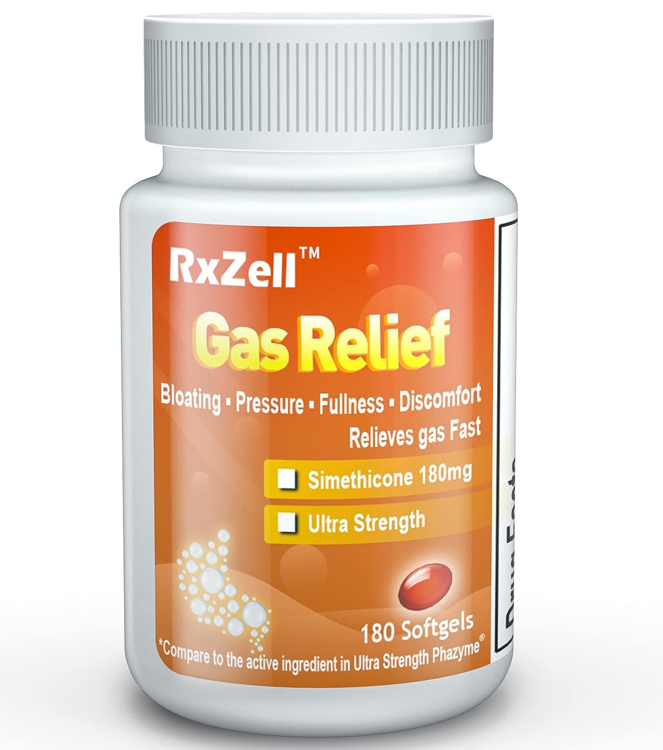 Gas Relief, Ultra Strength Simethicone 180mg, 180 Softgels - Anti Flatulence Relieves Gas Fast, Bloating Aid, Stomach Discomfort, Fullness and Pressure Relief Pills
