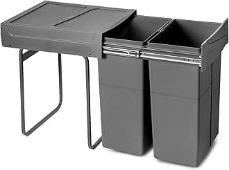 Recycling bin for lower mounting and manual pull-out in kitchen unit 2x25litres, Anthracite grey Plastic