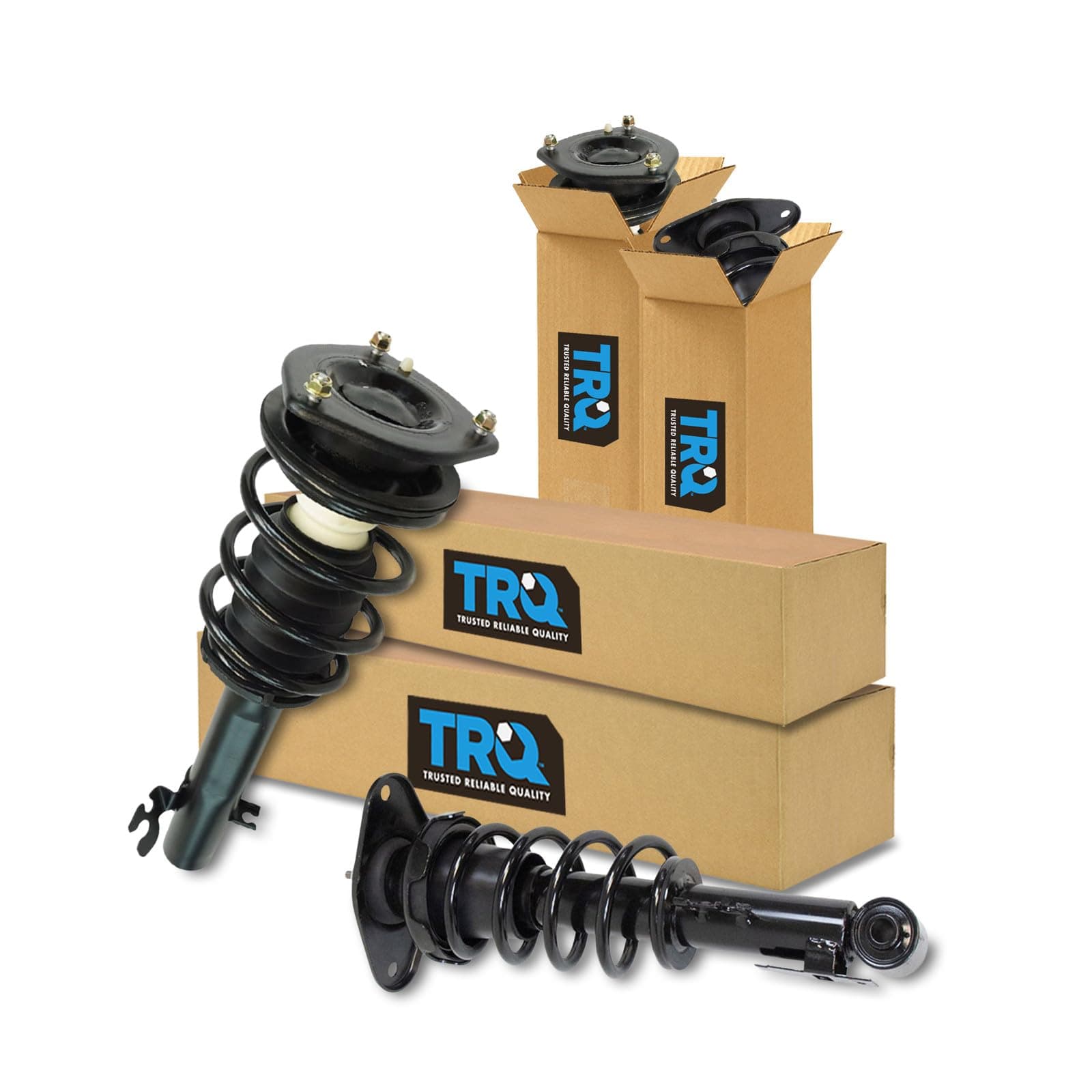 TRQ Front and Rear Complete Strut Assembly & Shock Absorber Kit Complete Strut & Coil Spring Assembly Shock & Spring Strut Assembly Compatible with 2007-2015 Mini Cooper