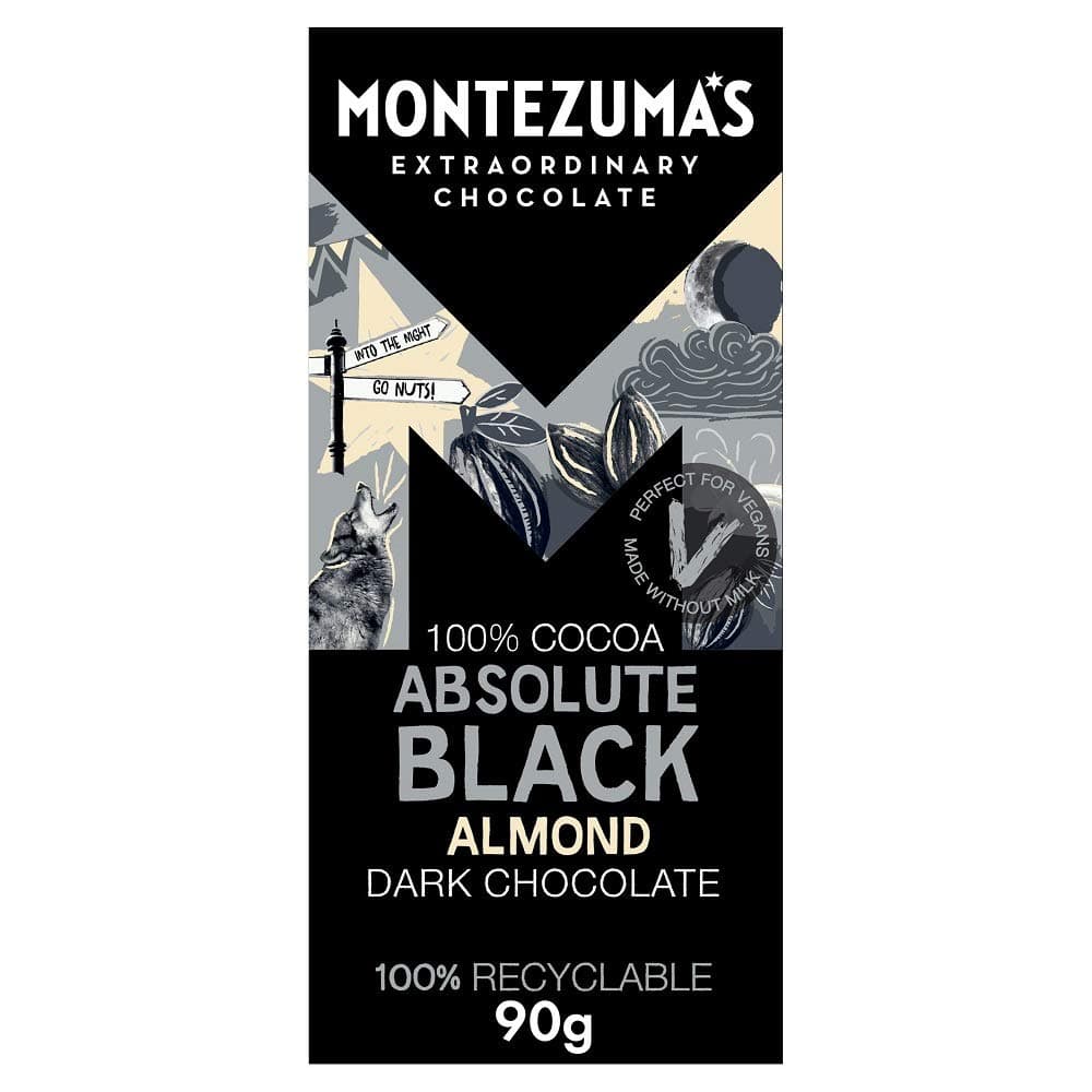 Absolute Black Chocolate With Almonds 90g (Pack of 2)
