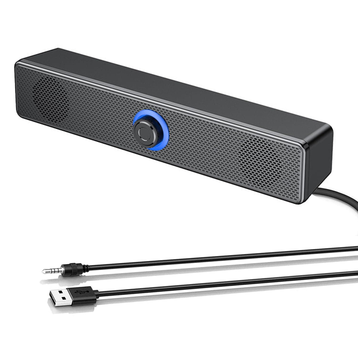 USB Computer Speakers, 6W Computer Soundbar for PC,Desktop Laptop,USB Tablet, Mini Portable Soundbar with 3D Surround Stereo, Broad Compatibility, Plug and Play,1.2m USB Powered