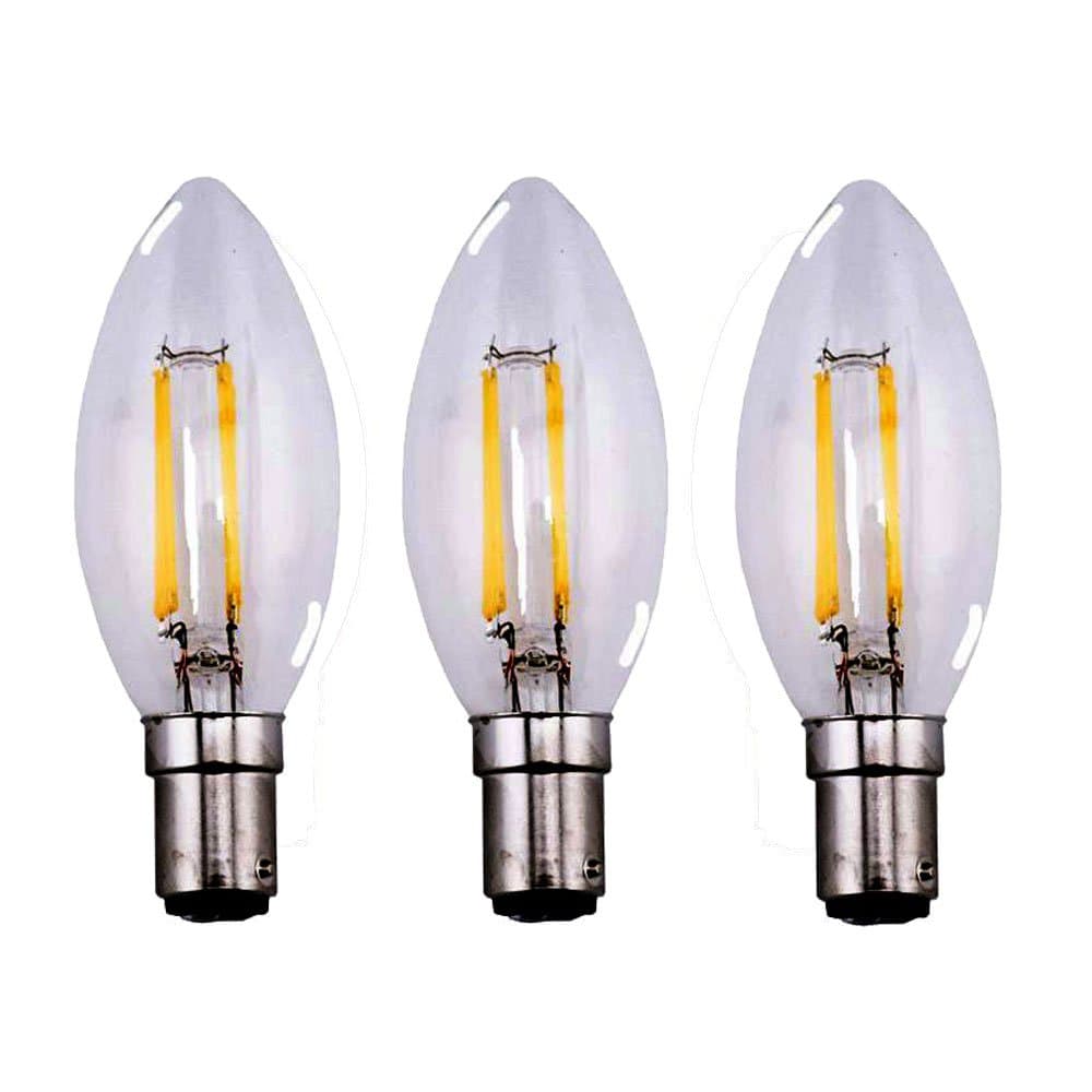 ELEDISON 3-Pack Dimmable 4W C35 LED Candle Light Bulb B15 Mini Bayonet Base Mini Globe Small Edison LED Antique Clear Golf Ball 40W Incandescent Equivalent (Warm White 2700K)