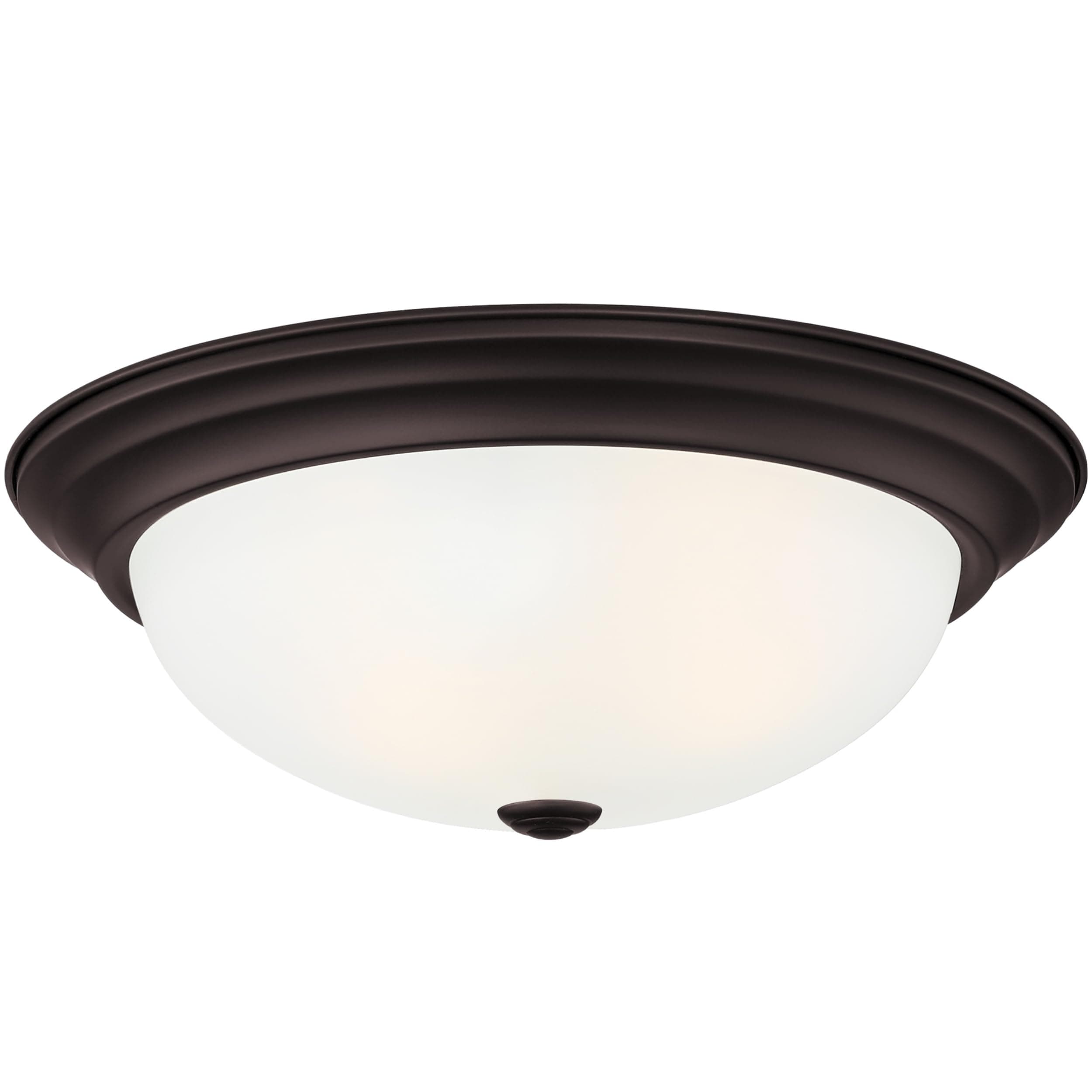 Designers Fountain 11in Modern 2-Light Flush Mount Ceiling Light with Etched Glass Shade, Oil Rubbed Bronze, 1257S-ORB-W