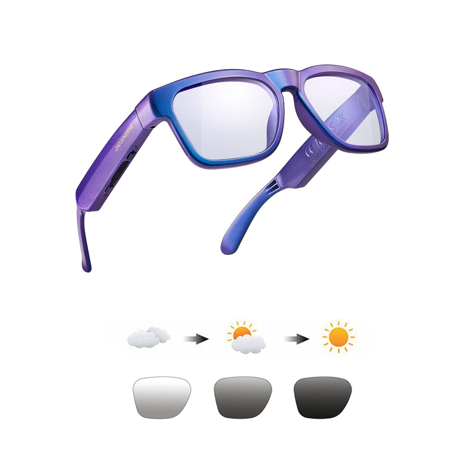 Polarized Sunglasses with Bluetooth Speaker, Open Ear Audio, Athletic/Outdoor UV Protection and Voice Control