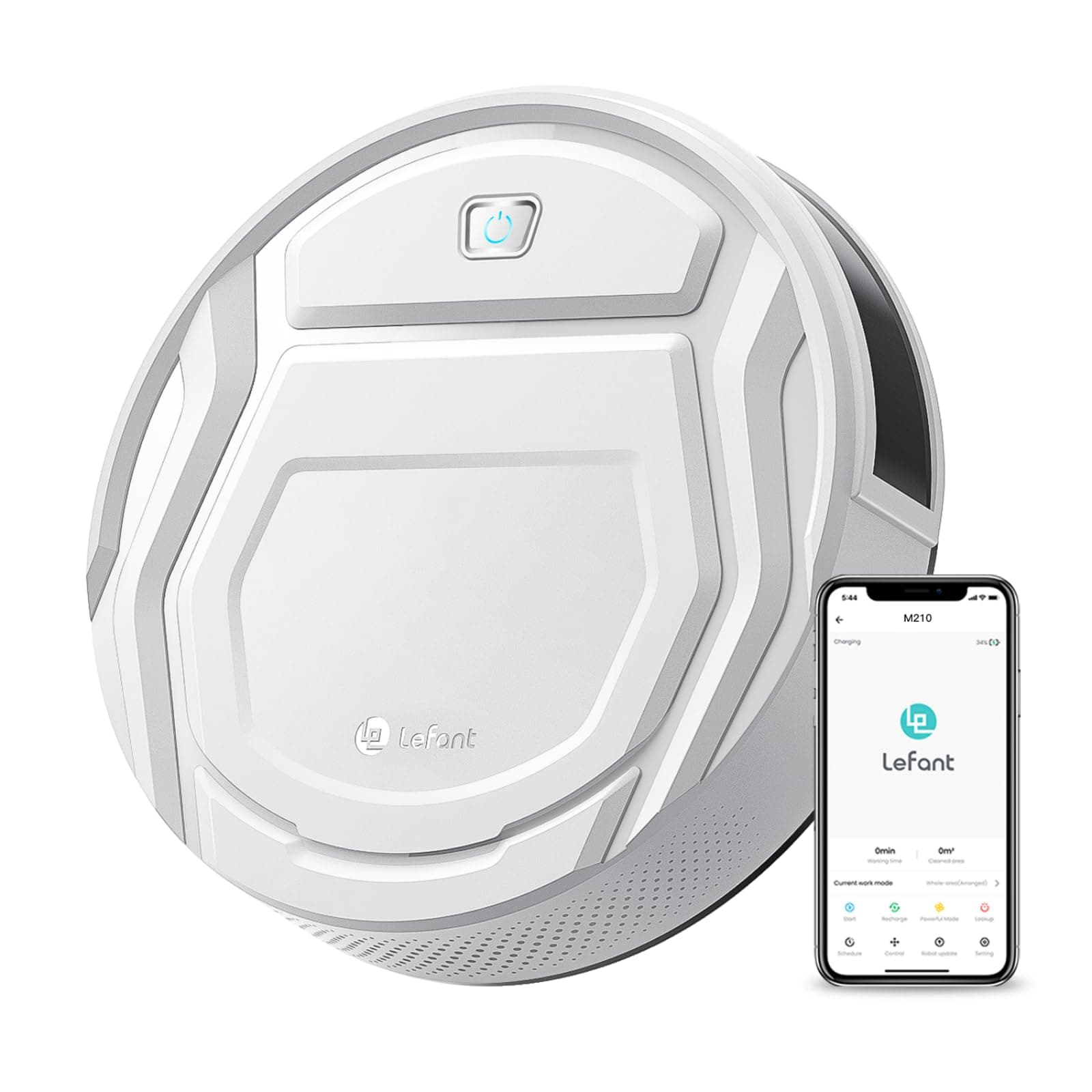 Robot Vacuum Cleaner, Strong Suction, 120 Mins Runtime, Slim, Low Noise, Automatic Self-Charging, Wi-Fi/App/Alexa Control, Ideal for Pet Hair Hard Floor and Daily Cleaning, M210