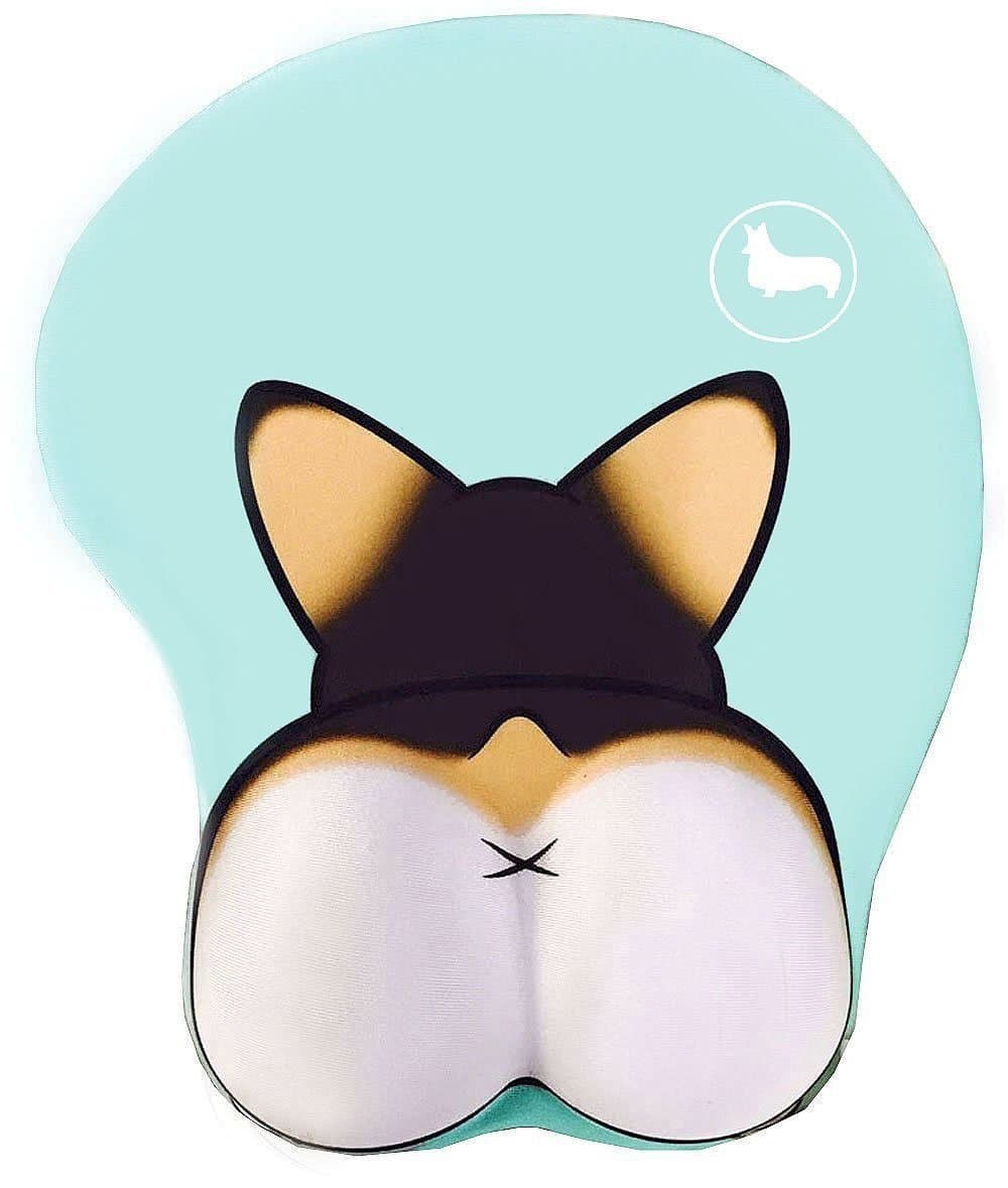 3D Corgi Butt Mouse Pad Non Slip Silicone Mouse Mat Wrist Rest Pad for Office, Computer, Laptop (Black)