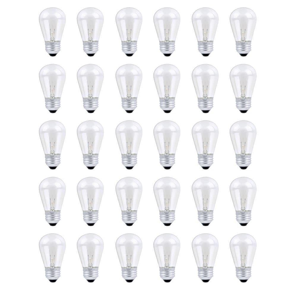 30 Pack S14 Outdoor String Light Bulbs Set orange, 120V 11W Clear Outdoor Patio Vintage Light Shatterproof Bulbs